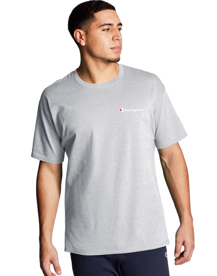 Champion Mens T-Shirt NZ - Classic Jersey Script Logo Grey ( 1095-ZFTUV )